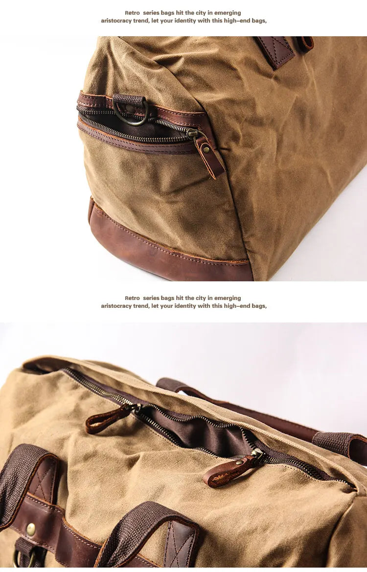 Vintage Waxed Canvas Men Luggage bag