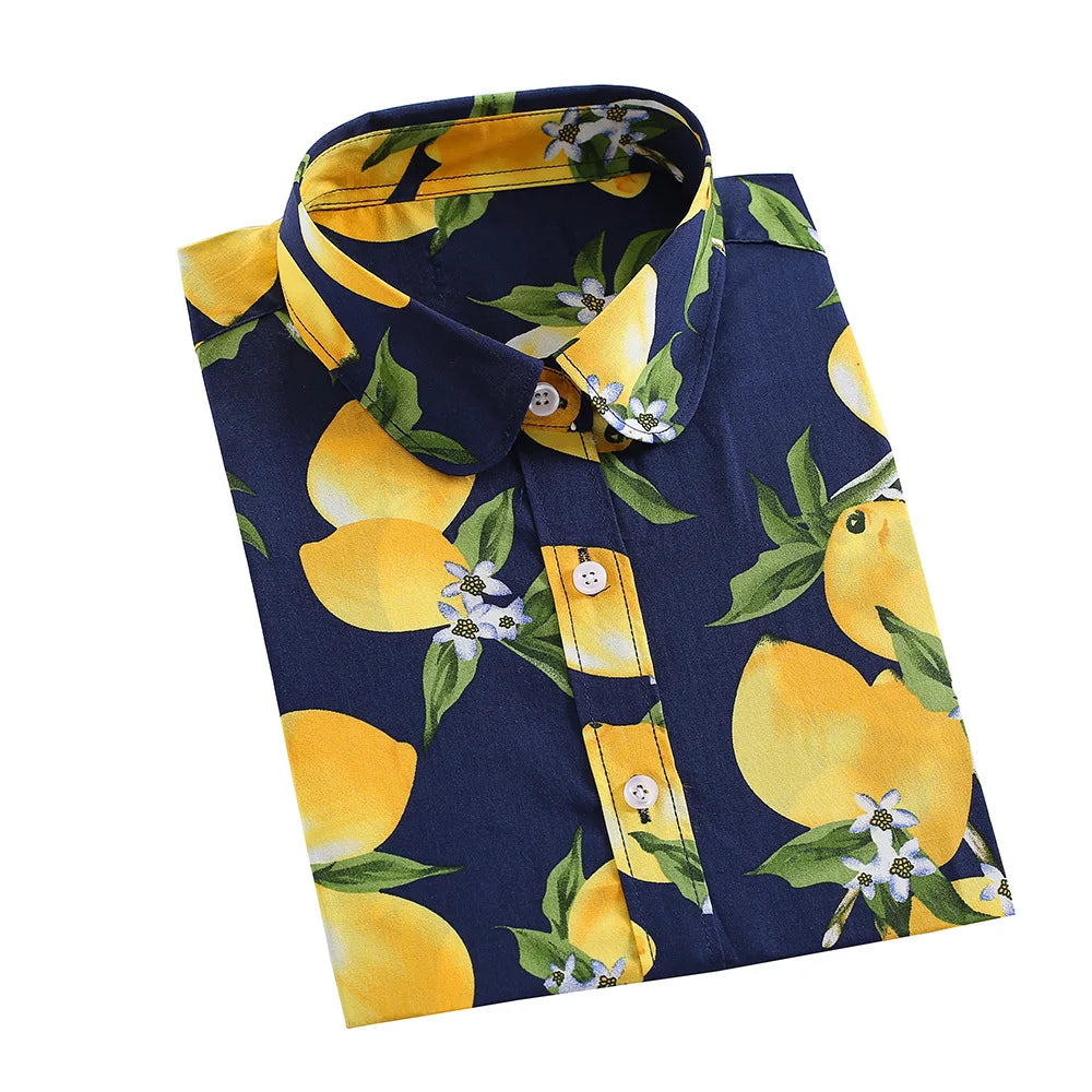 2024 Elegant Lemon Print Women Blouses