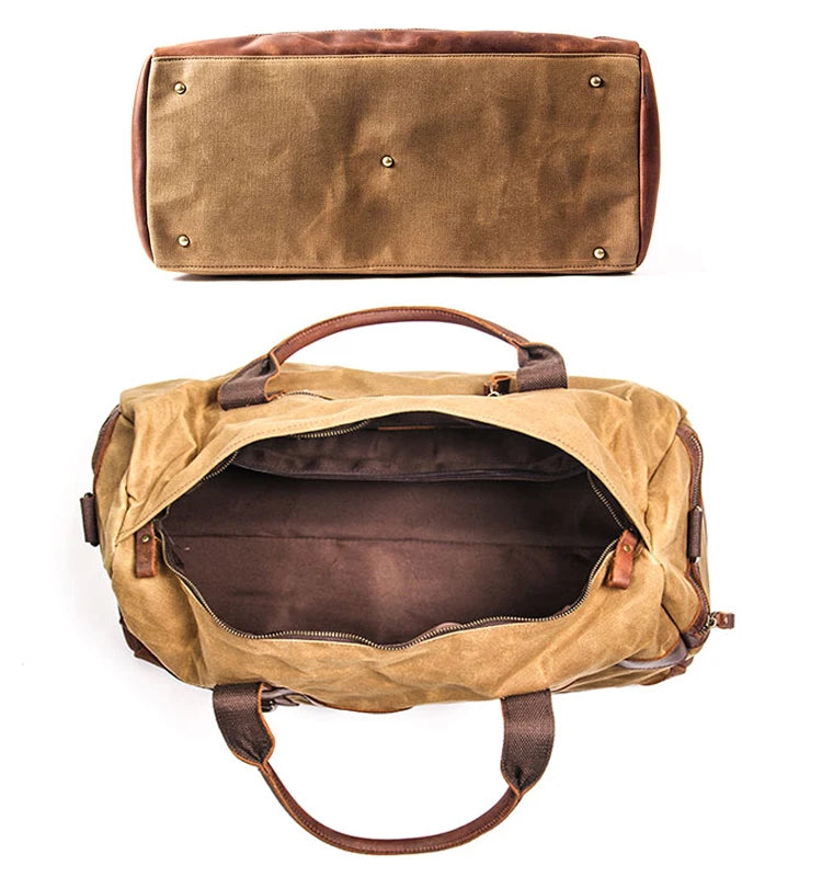 Vintage Waxed Canvas Men Luggage bag