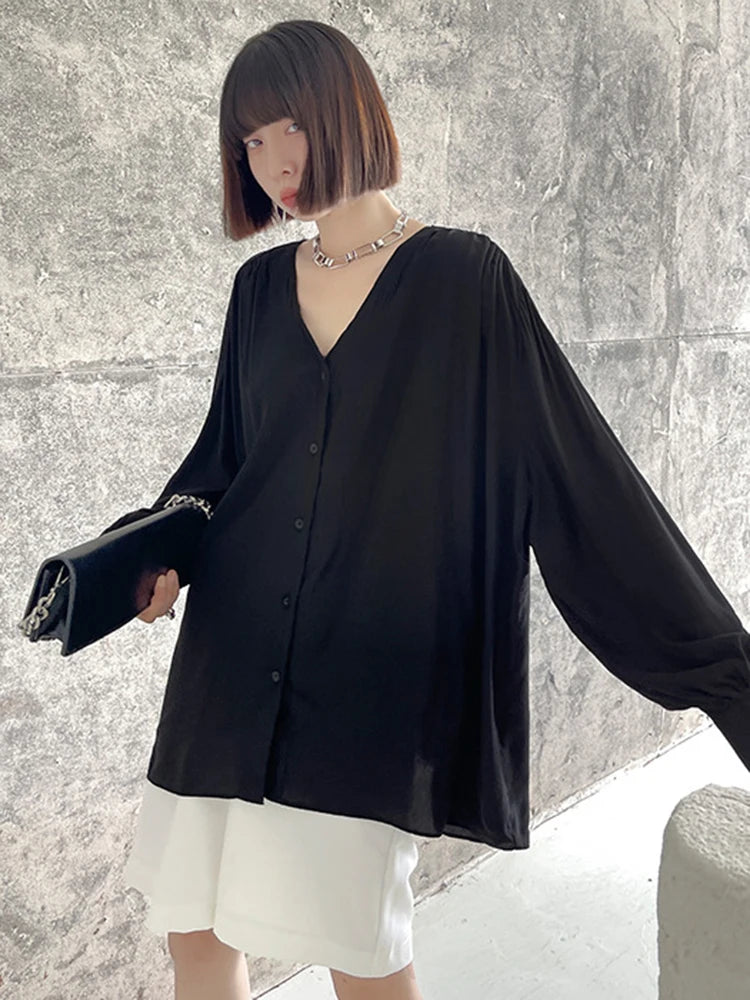 Women Black Elegant Big Size Casual Blouse