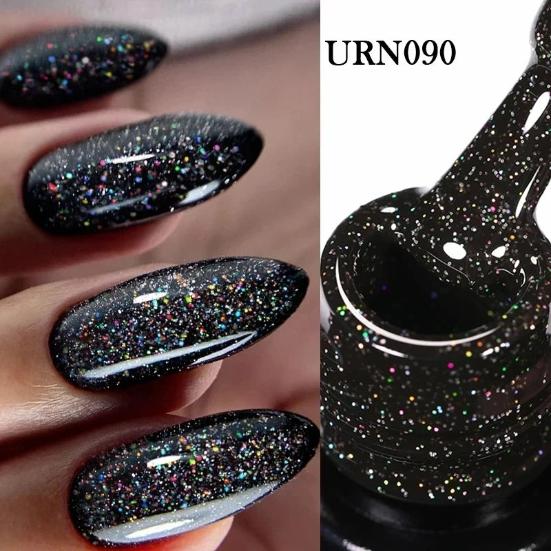 UR SUGAR 7.5ML Glitter Black Red Gel Nail Polish Semi Permanent