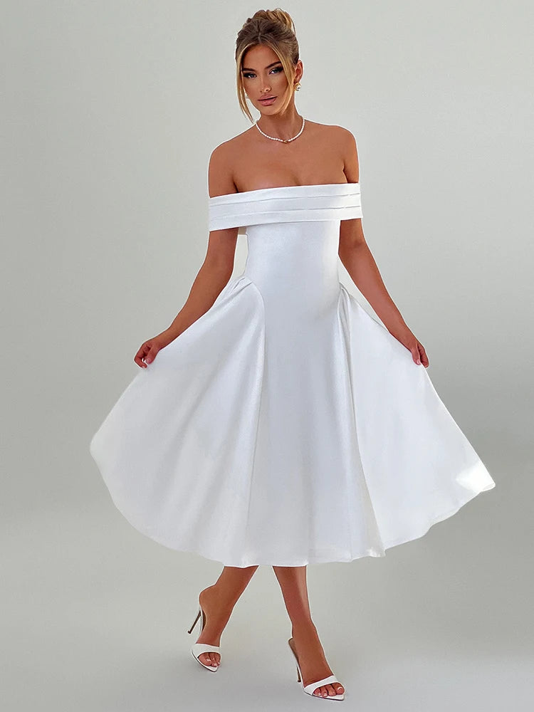 Off-shoulder Backless Sexy Midi Dress