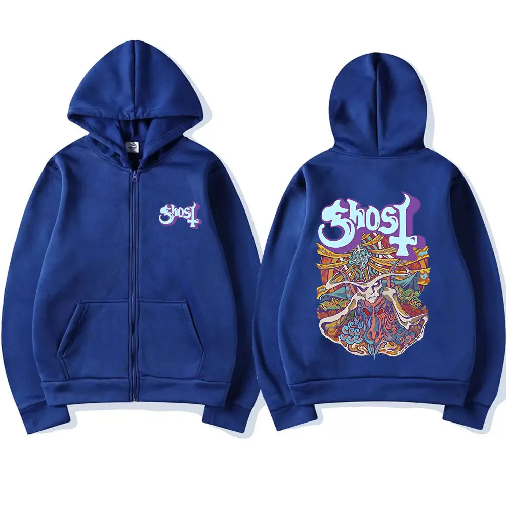 Ghost Band Zipper Hoodie Men Women