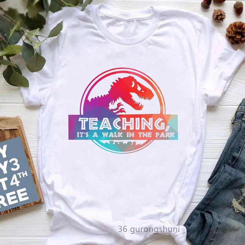 Teaching Is A Walk In The Park Graphic Print T Shirt