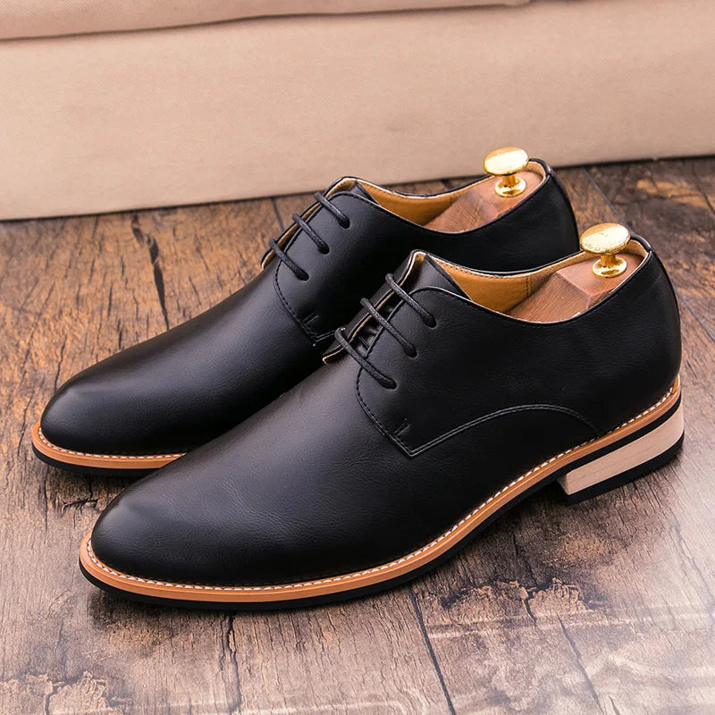 English Style Red Classic Men's Leather Casual Shoes