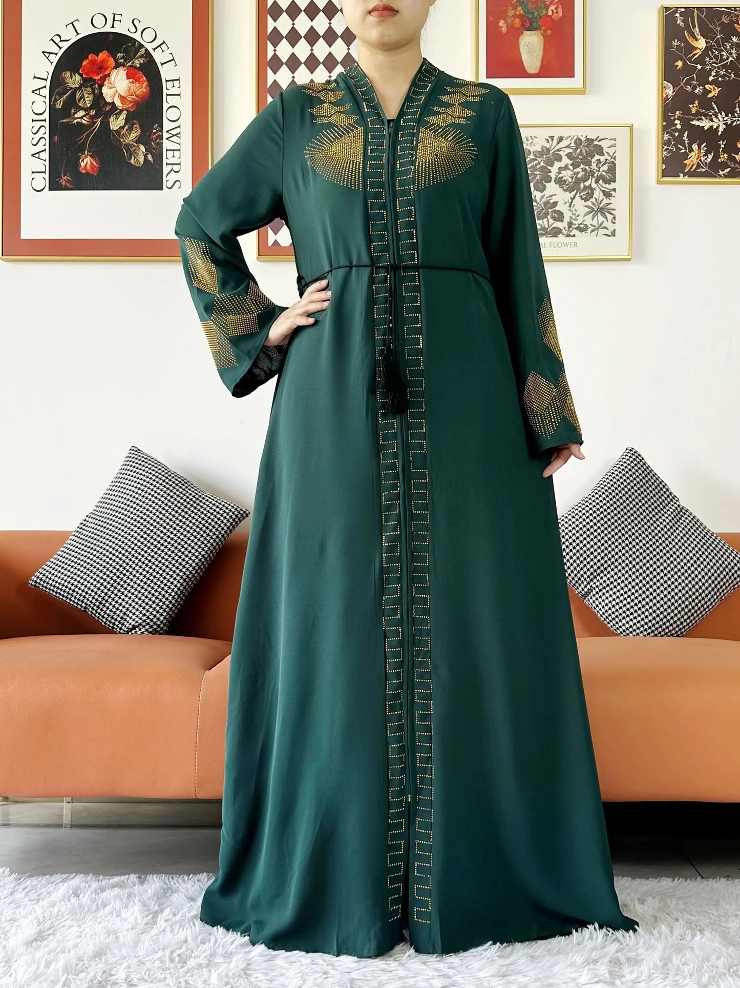 Chiffon Open Abaya with Zipper