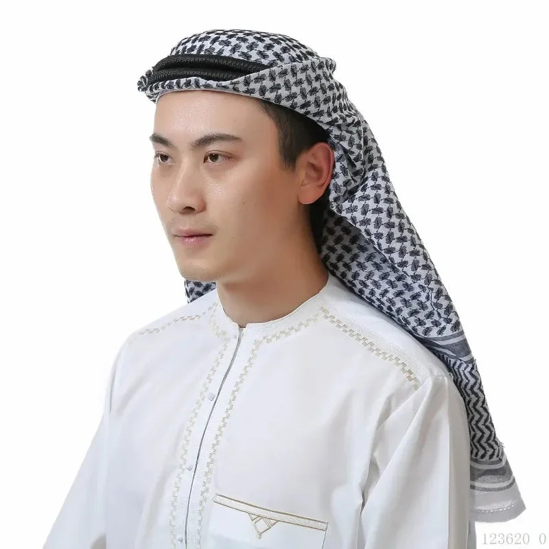 3PC Muslim Men Sets Abaya Robe+turban+Headband