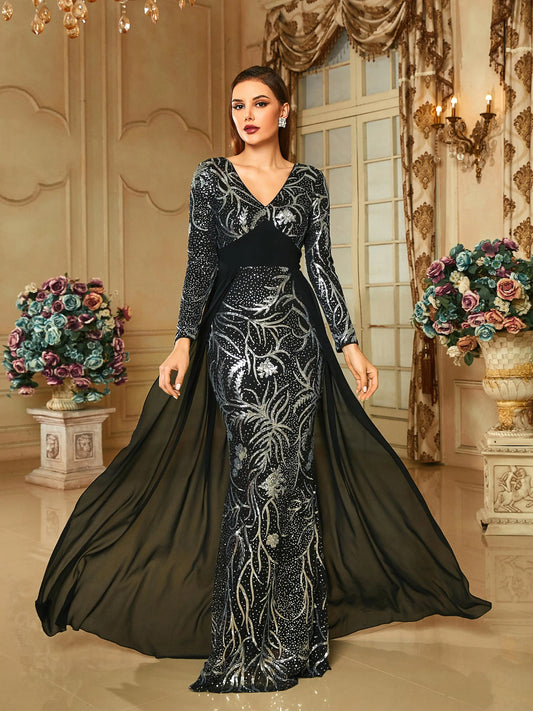 V Neck Long SleeveChic Evening Dresses