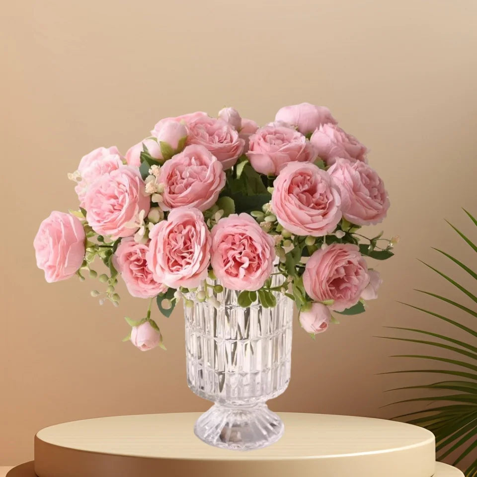 30cm Rose Pink Silk Bouquet Peony Artificial