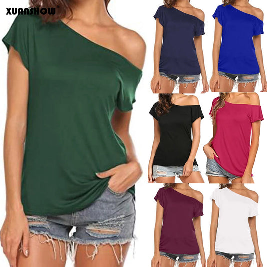 Fashion Women's tshirt Slim Casual Off Shoulder Short Sleeve T Shirts