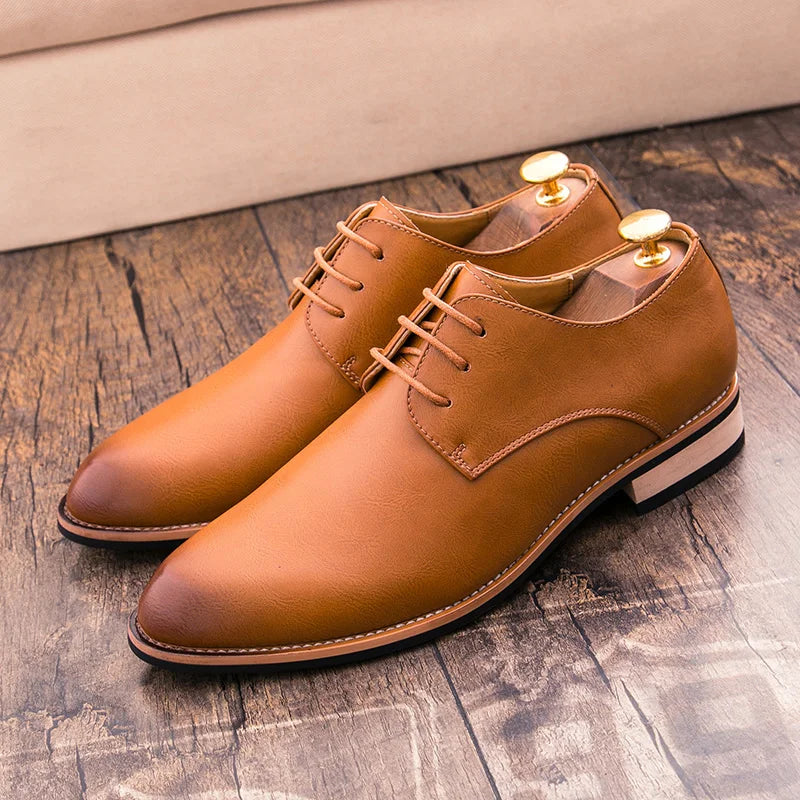 English Style Red Classic Men's Leather Casual Shoes