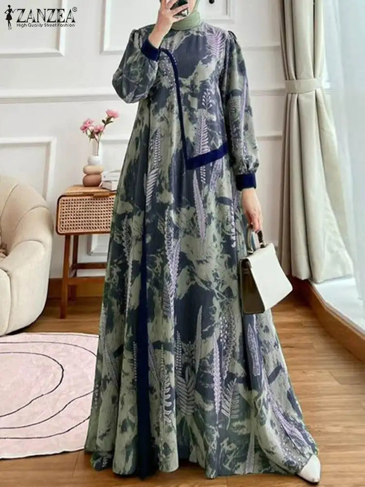 Women Floral Printed Muslim Dress