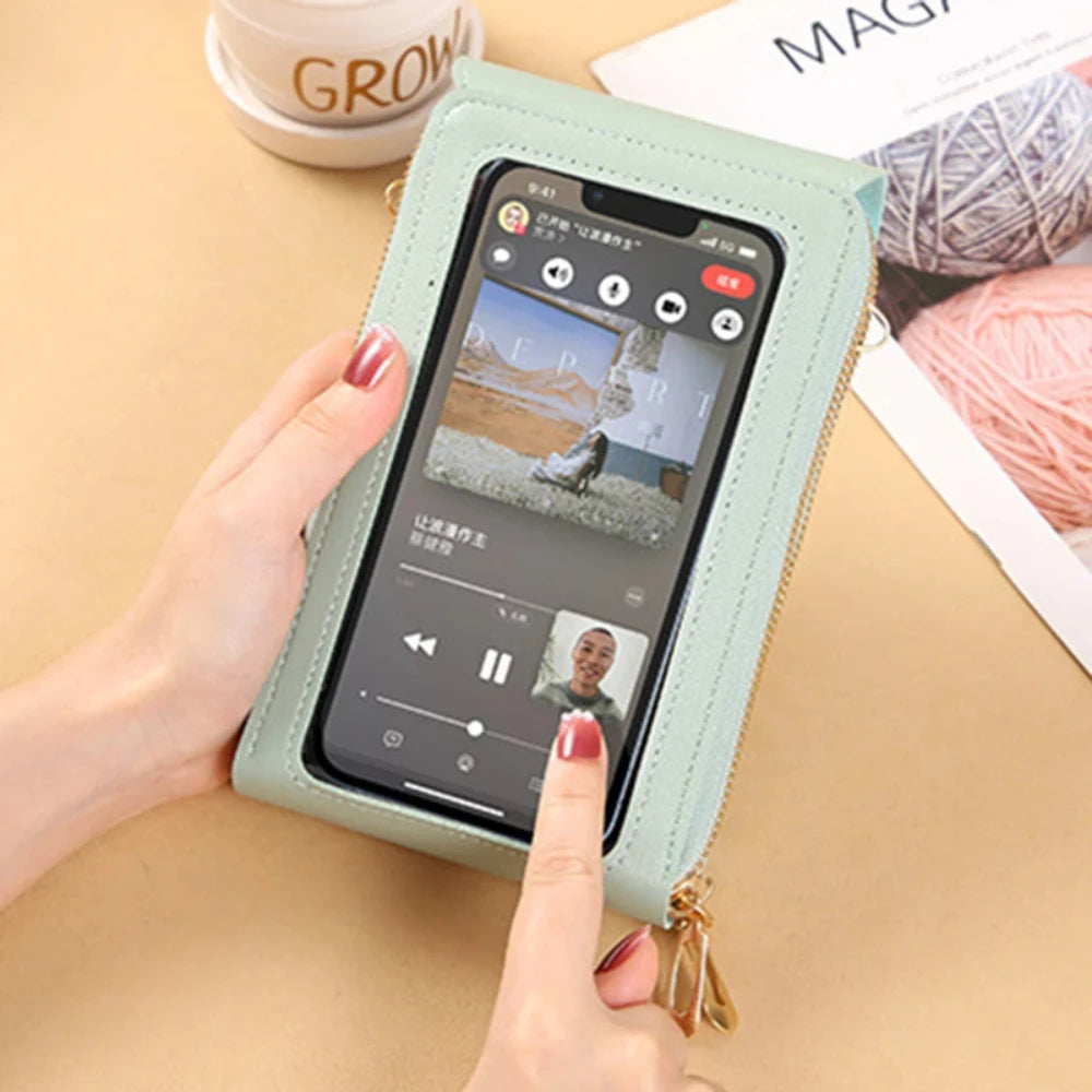 Women Bags Soft Leather Wallets Touch Screen Cell Phone