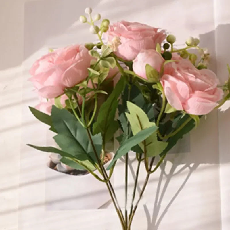 30cm Rose Pink Silk Bouquet Peony Artificial