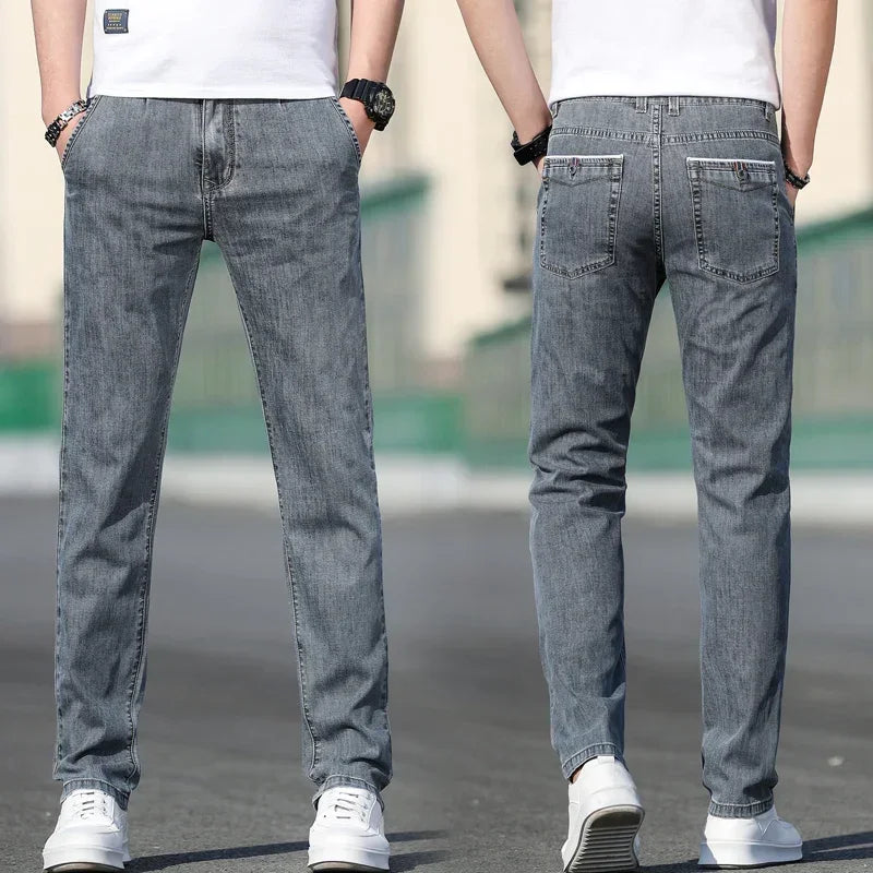 Summer New Men's Loose Stretch Gray Jeans