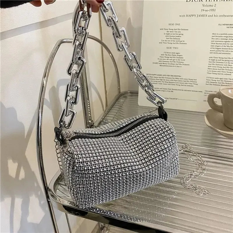 Allover Rhinestone Bucket Bag