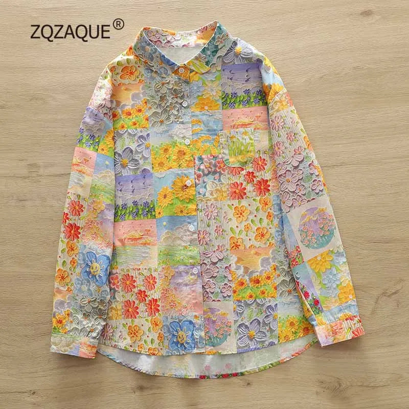 Women's Floral Pattern Printed Shirt