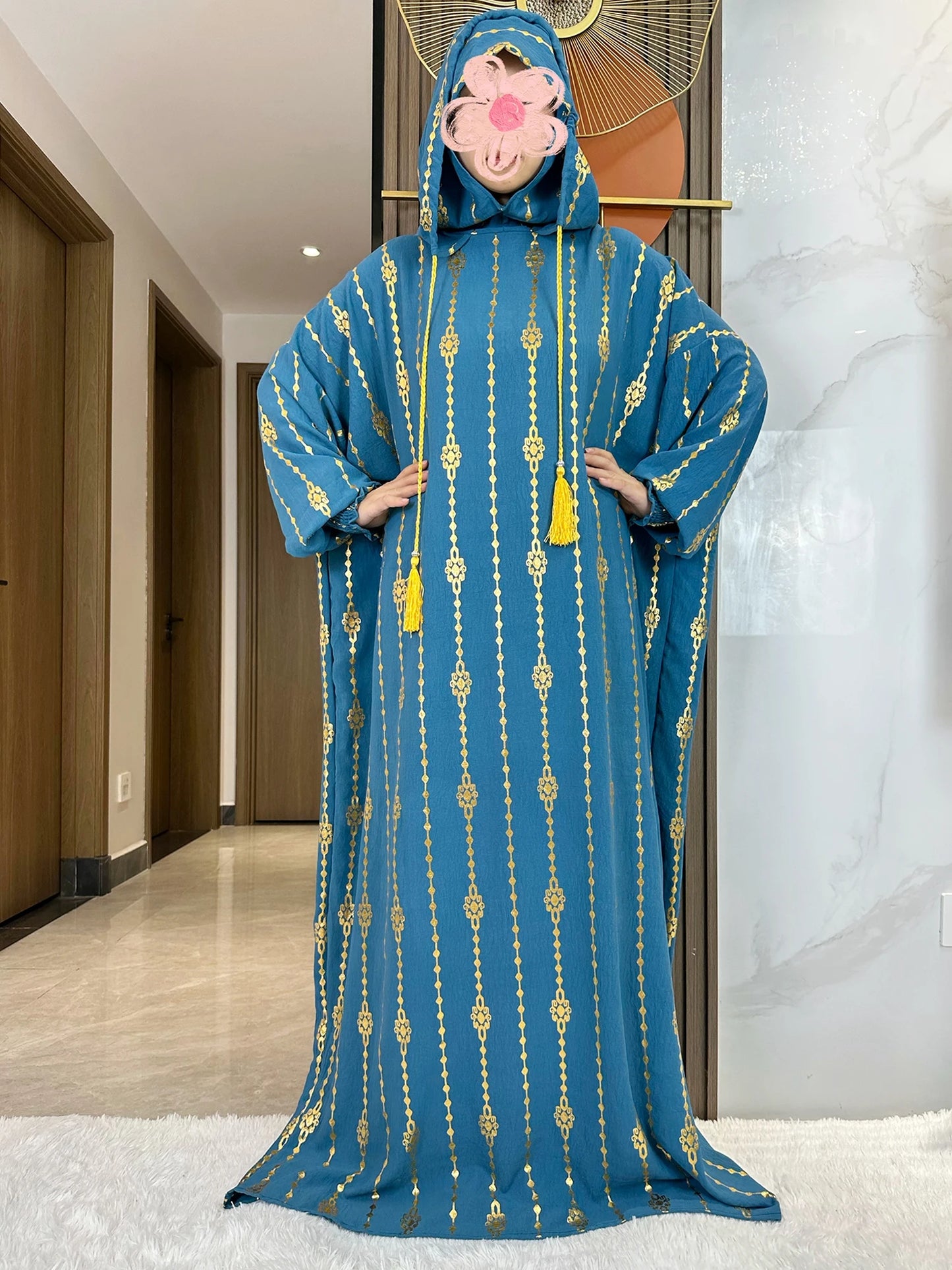 New Cotton Ramadan Muslim Two-Hat Abaya Dubai fashion