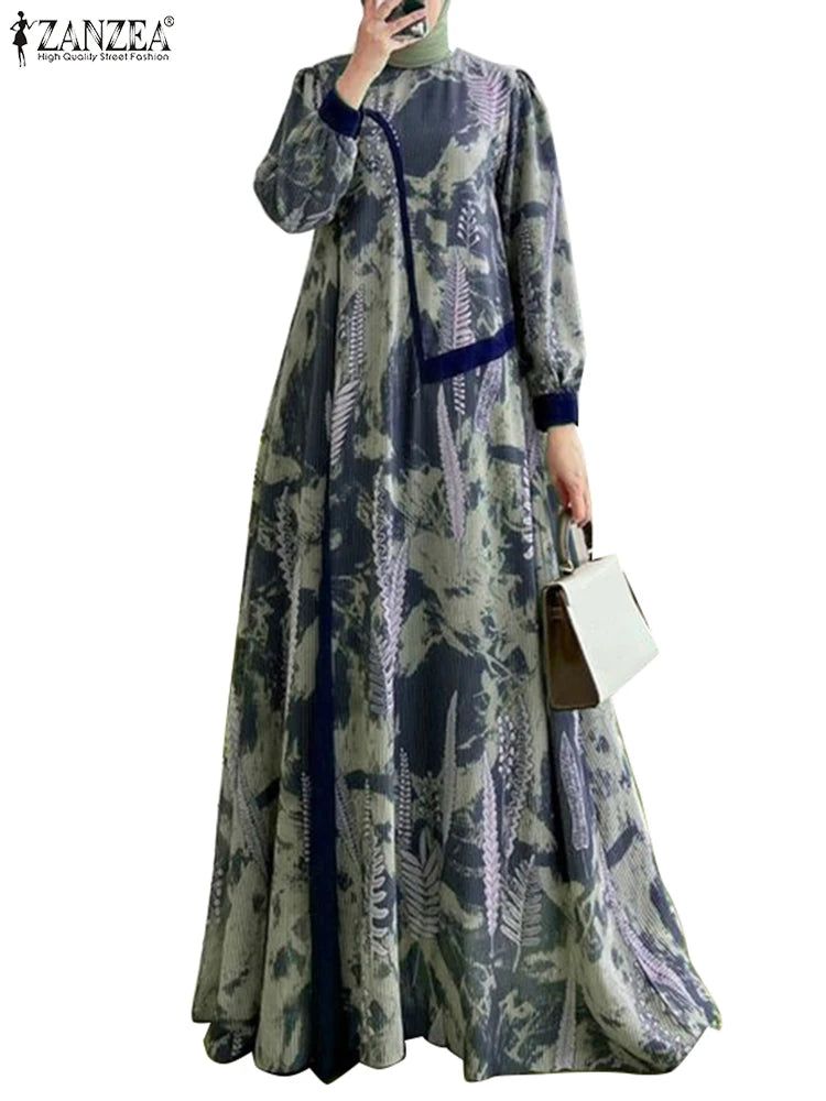 Women Floral Printed Muslim Dress