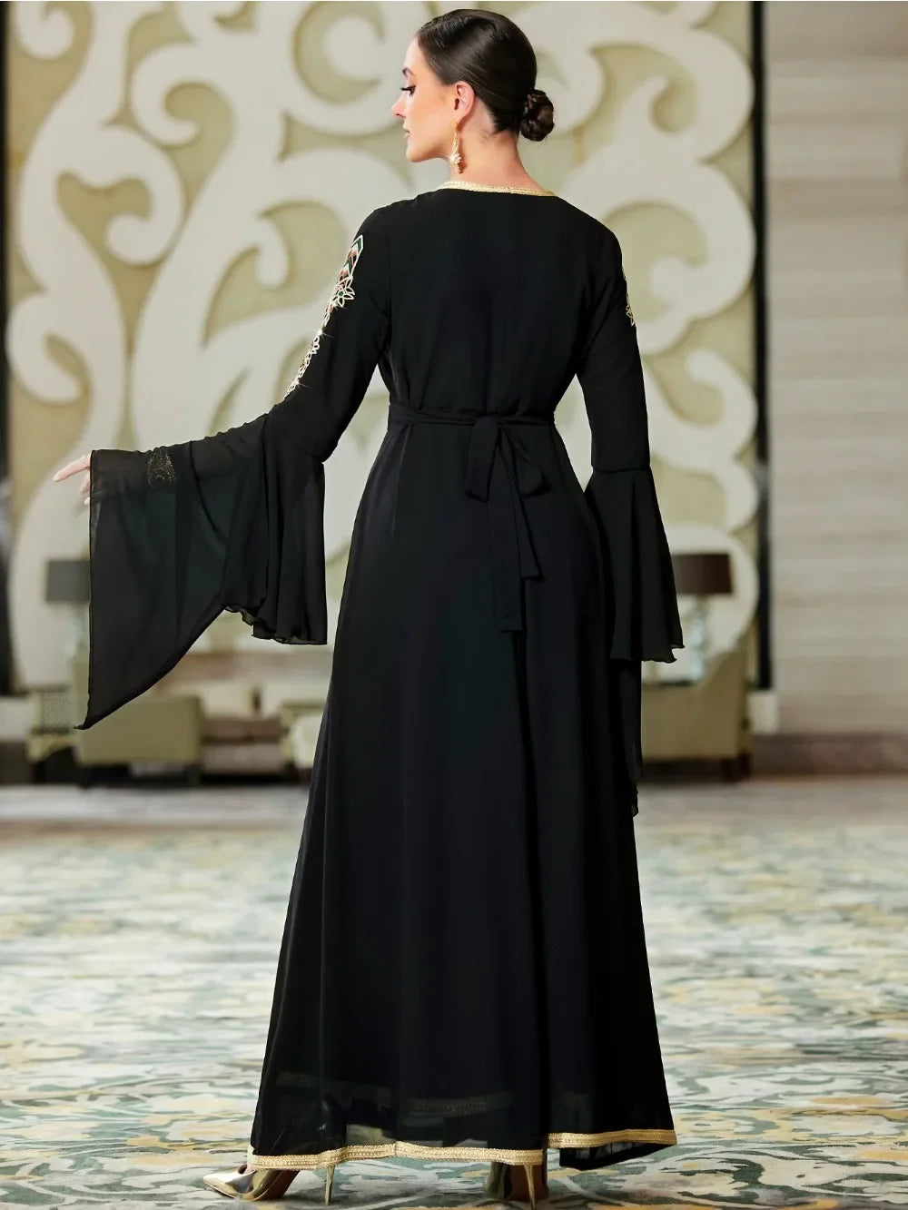 Muslim Dress for Women Abaya Flare Sleeve