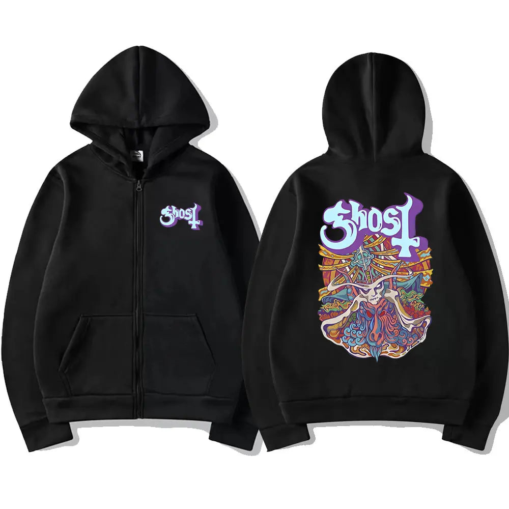 Ghost Band Zipper Hoodie Men Women