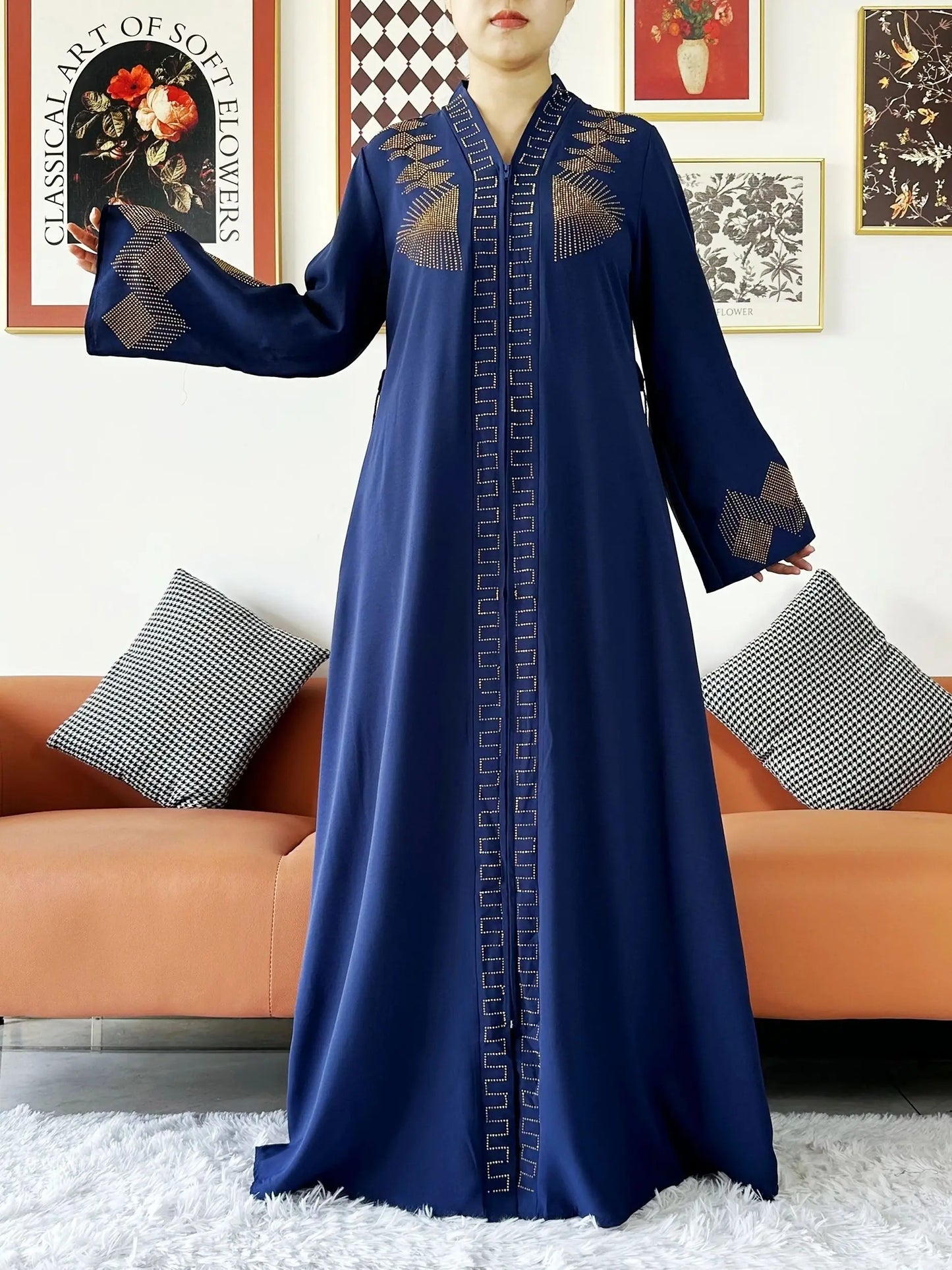 Chiffon Open Abaya with Zipper