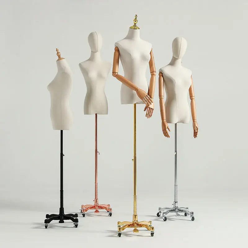 Movable Mannequin Female Wooden arm Half Body