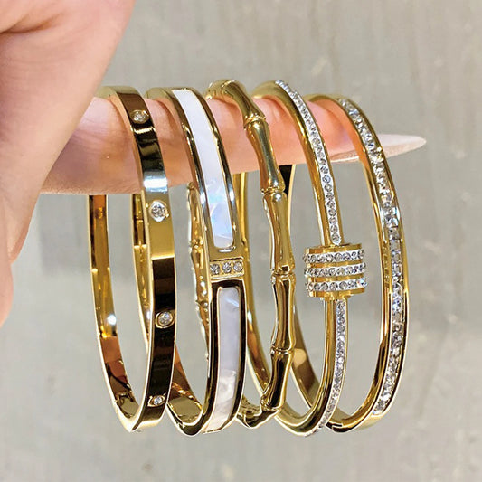 1pc Titanium Steel Gold Bracelet,