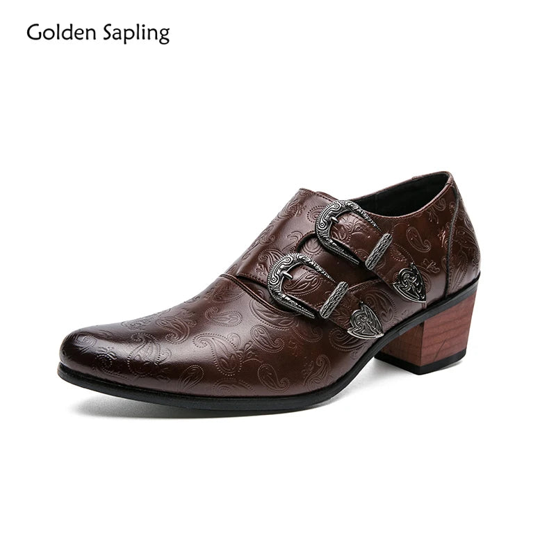 Golden Sapling High Heels Men's Formal Shoes