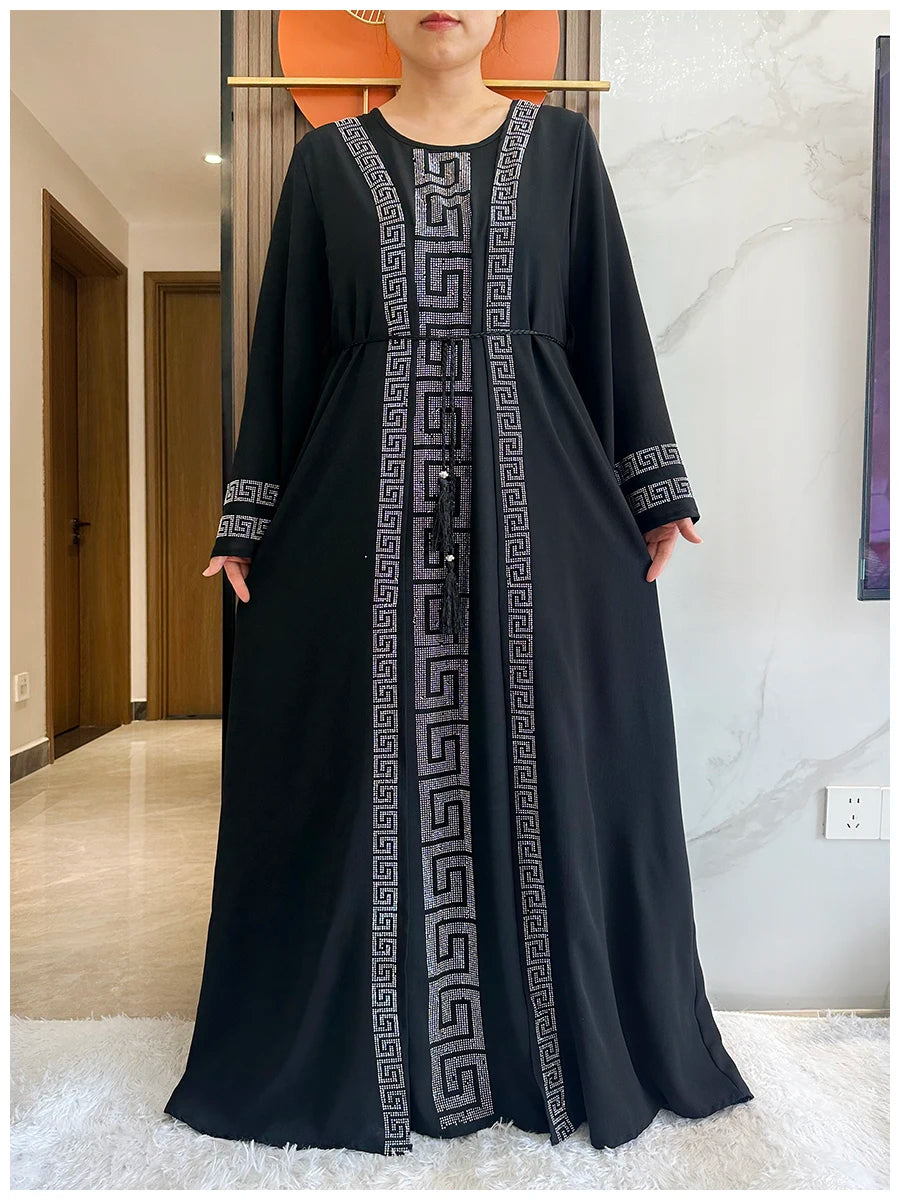 Two Pieces Long Robe With Scarf African Muslim Abayas For Women 2024