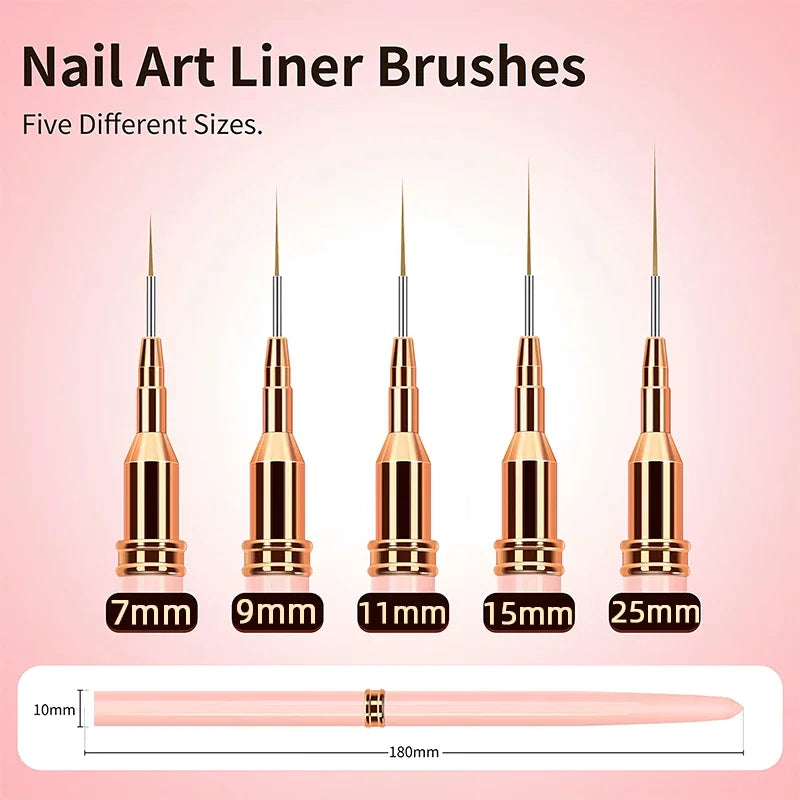 7/9/11/15/25MM Nail Liner Brush Set