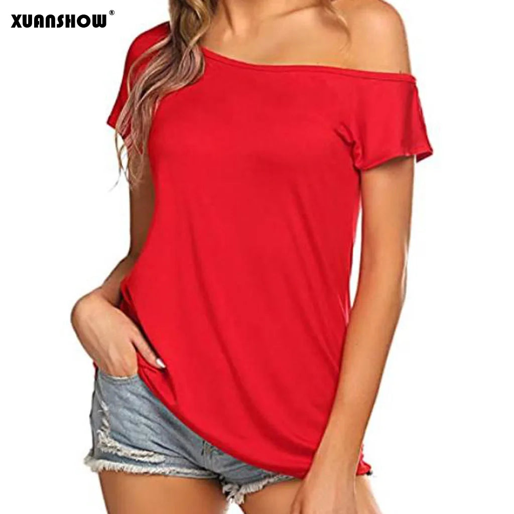 Fashion Women's tshirt Slim Casual Off Shoulder Short Sleeve T Shirts