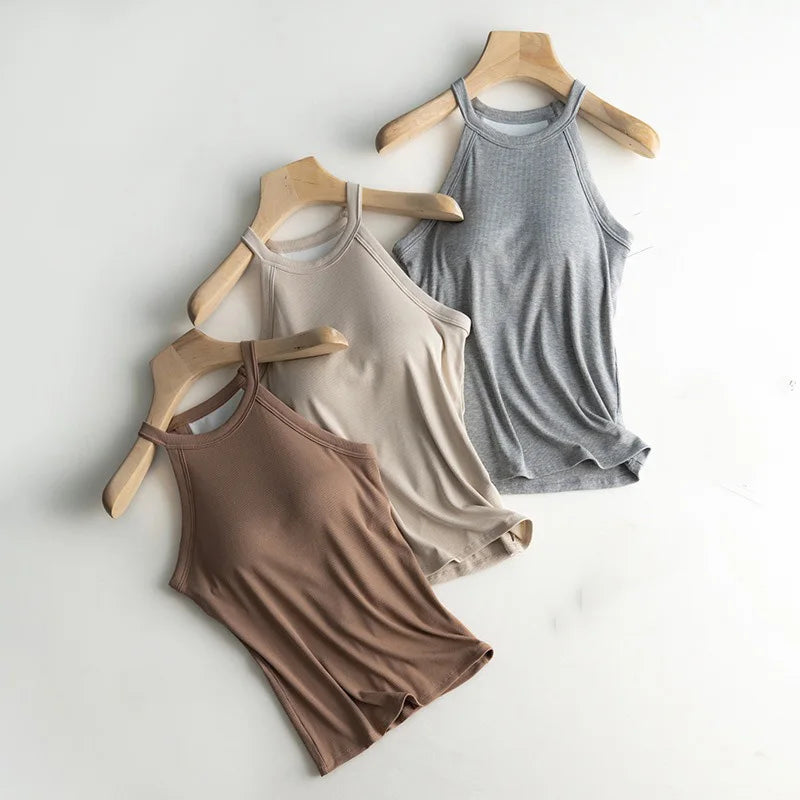 Basic Solid T shirts Women Slim Halter