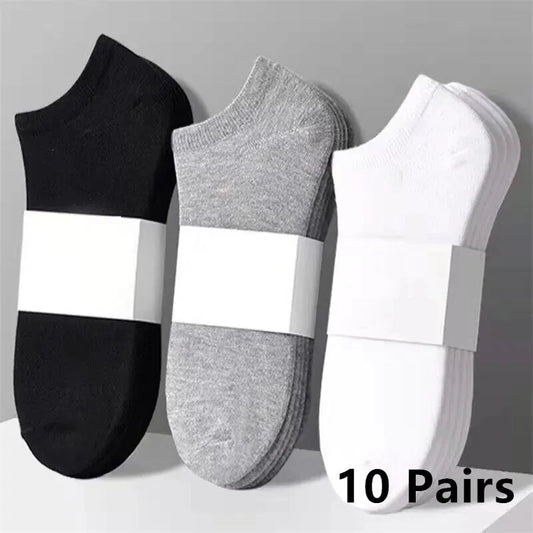 10 Pairs Men's Polyester Boat Socks