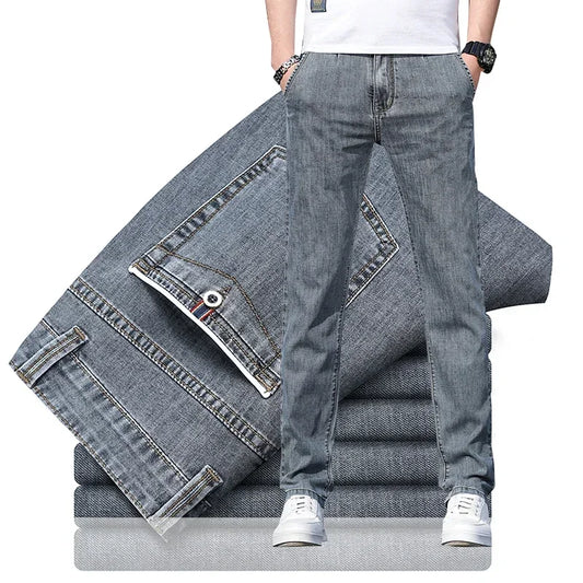 Summer New Men's Loose Stretch Gray Jeans