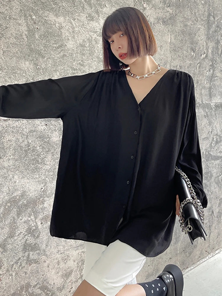 Women Black Elegant Big Size Casual Blouse