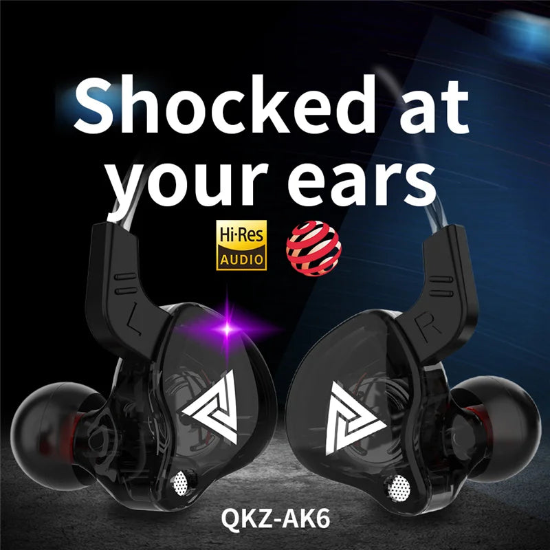 Original QKZ AK6 Copper Driver HiFi Wired Earphone