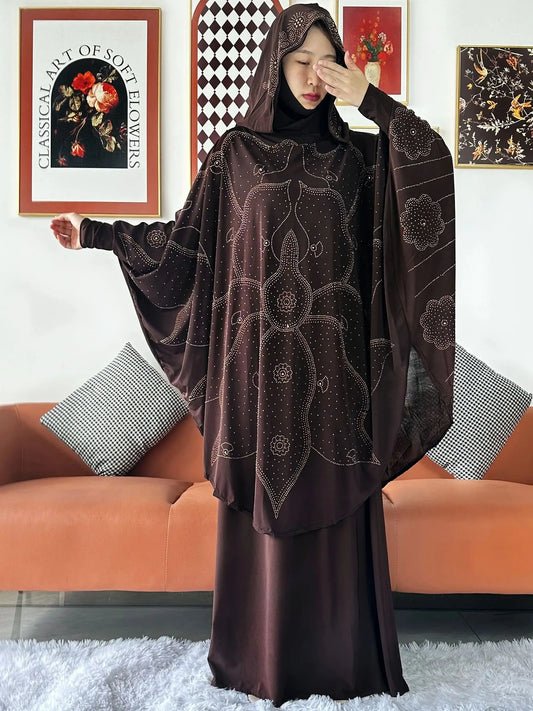 Two Piece Set Jilbab Prayer Clothes Muslim Abaya Set