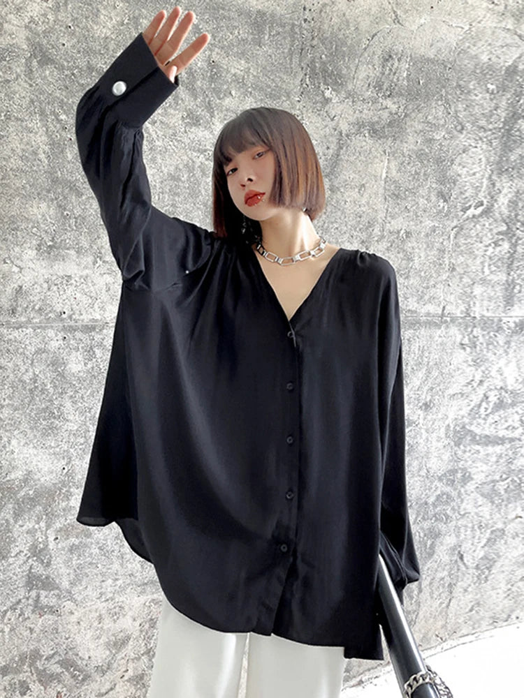 Women Black Elegant Big Size Casual Blouse