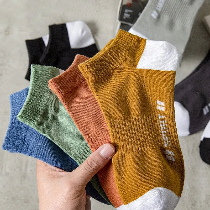 5 Pairs Summer Thin Men Sports  Short Socks