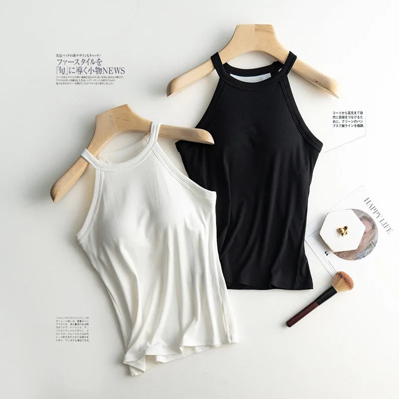 Basic Solid T shirts Women Slim Halter