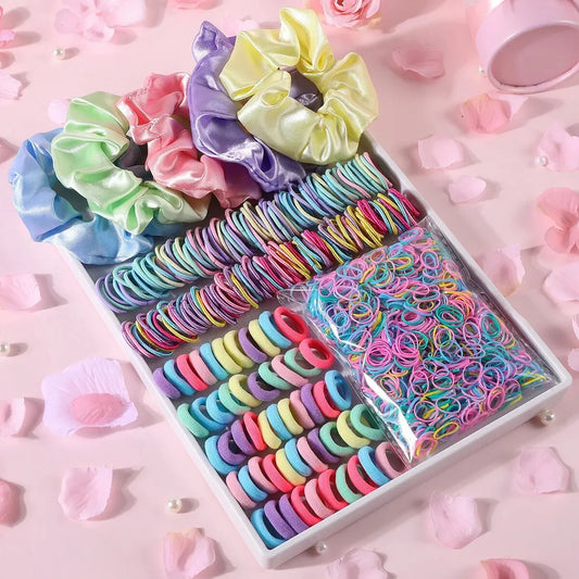 2155Pcs Girls Colorful Hair Bands Set Nylon Elastic