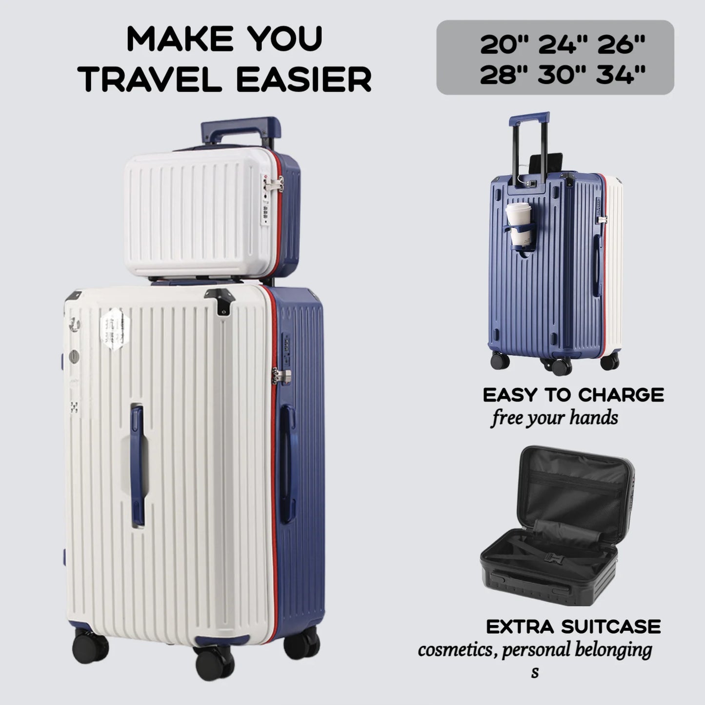 2024 New Durable Luggage Sets PC+ABS