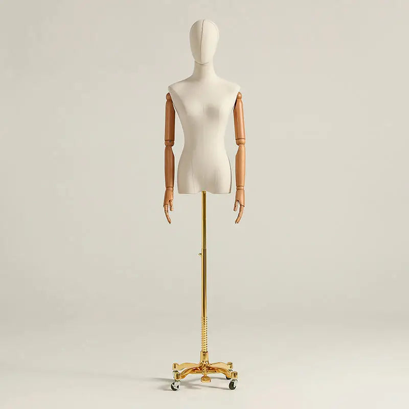 Movable Mannequin Female Wooden arm Half Body