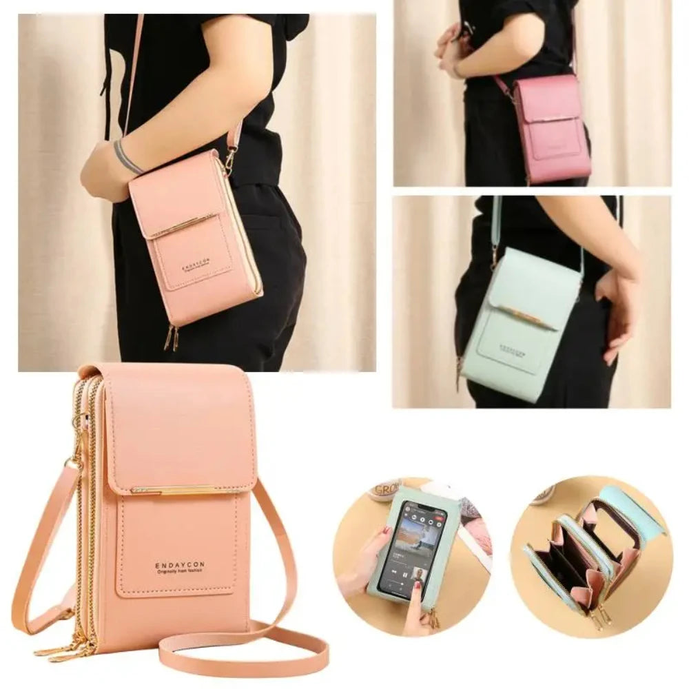 Women Bags Soft Leather Wallets Touch Screen Cell Phone