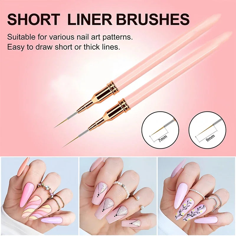 7/9/11/15/25MM Nail Liner Brush Set