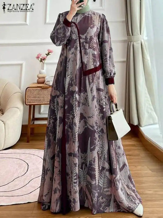 Women Floral Printed Muslim Dress