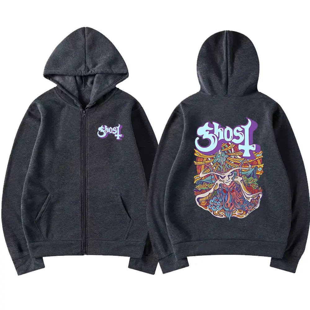 Ghost Band Zipper Hoodie Men Women