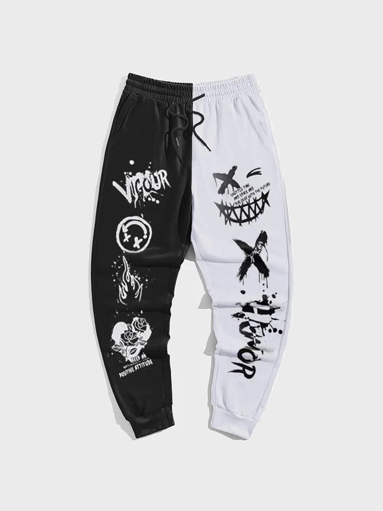 Black White Graffiti Man Pants