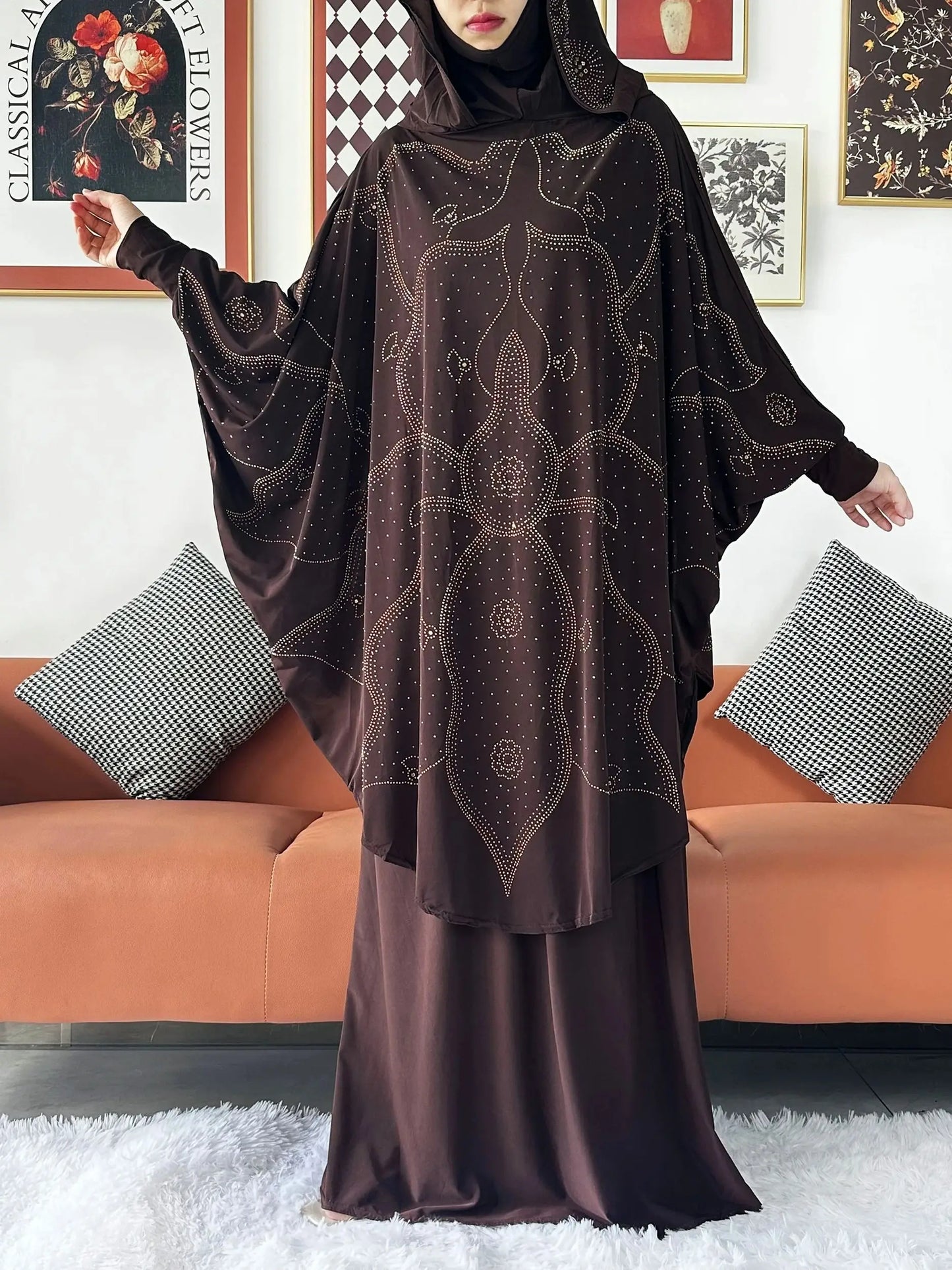 Two Piece Set Jilbab Prayer Clothes Muslim Abaya Set